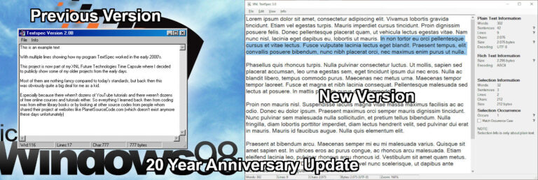 20 Year Anniversary Update of TextSpec